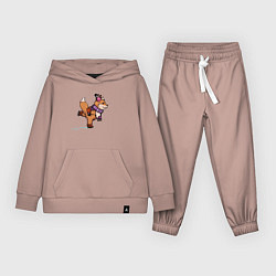 Костюм хлопковый детский Лисичка на коньках, цвет: пыльно-розовый