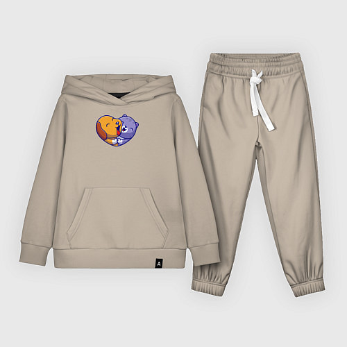 Детский костюм Dog cat love / Миндальный – фото 1