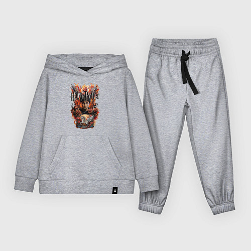 Детский костюм Гарри Поттер на фоне феникса и пегаса / Меланж – фото 1
