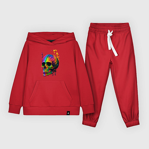 Детский костюм Череп в краске / Красный – фото 1