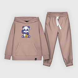Костюм хлопковый детский Cute panda, цвет: пыльно-розовый
