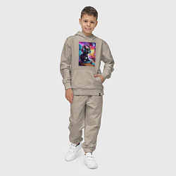 Костюм хлопковый детский Котёнок в наушниках и мышка, цвет: миндальный — фото 2