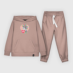 Костюм хлопковый детский Color bird, цвет: пыльно-розовый