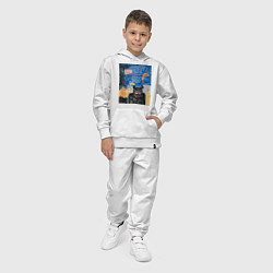 Костюм хлопковый детский Ярко синее граффити с медведем, цвет: белый — фото 2