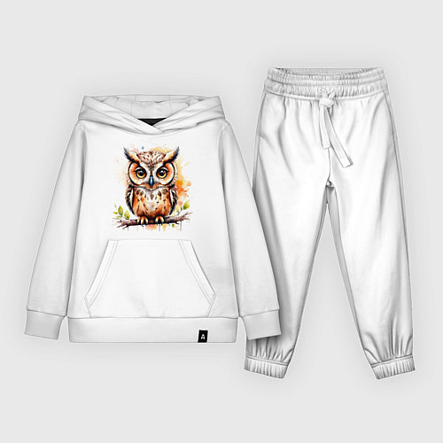 Детский костюм Акварельная сова / Белый – фото 1