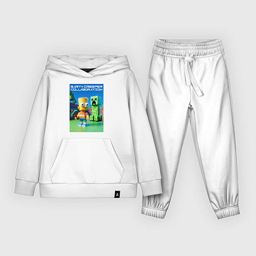 Детский костюм Bart and Creeper - collaboration ai art / Белый – фото 1