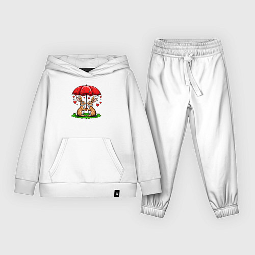 Детский костюм Влюбленные зайцы под зонтом / Белый – фото 1