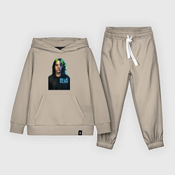 Костюм хлопковый детский Билли Айлиш глитч эффект, цвет: миндальный