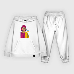 Костюм хлопковый детский Билли Айлиш в стиле рисунка, цвет: белый
