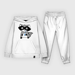 Костюм хлопковый детский Енот-мальчик, цвет: белый
