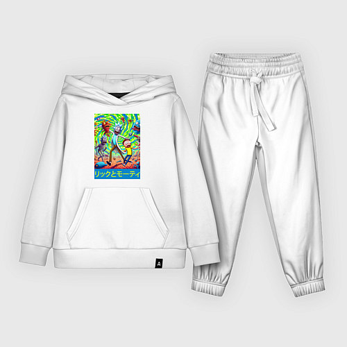 Детский костюм Rick and Morty among the monsters - ai art / Белый – фото 1