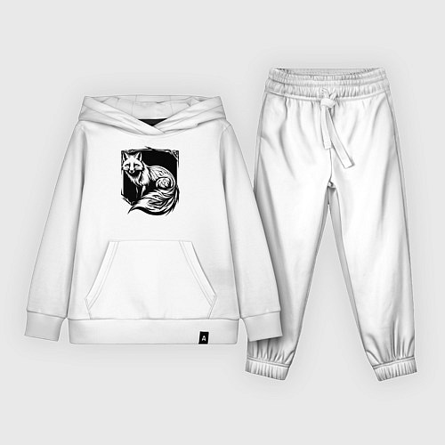 Детский костюм Песец черный орнамент / Белый – фото 1