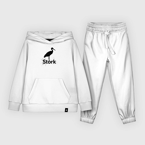 Детский костюм Аист черной краской / Белый – фото 1