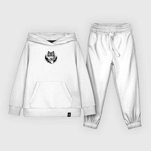 Детский костюм Голова волка над лесом / Белый – фото 1