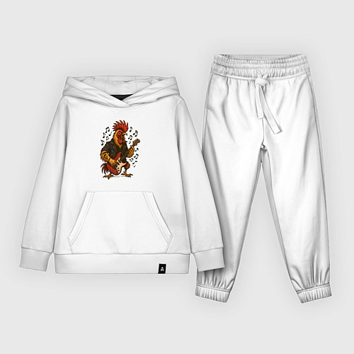 Детский костюм Петух гитарист рокер / Белый – фото 1