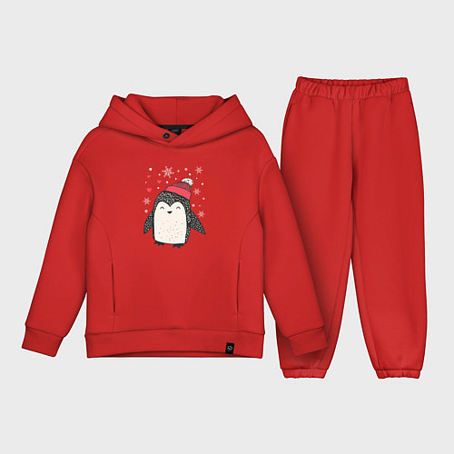 Детский костюм оверсайз Пингвин в шапке / Красный – фото 1