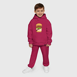 Детский костюм оверсайз Мопс-бургер, цвет: маджента — фото 2