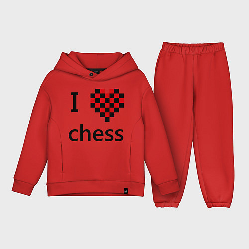 Детский костюм оверсайз I love chess / Красный – фото 1