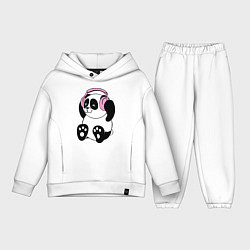 Детский костюм оверсайз Panda in headphones панда в наушниках, цвет: белый