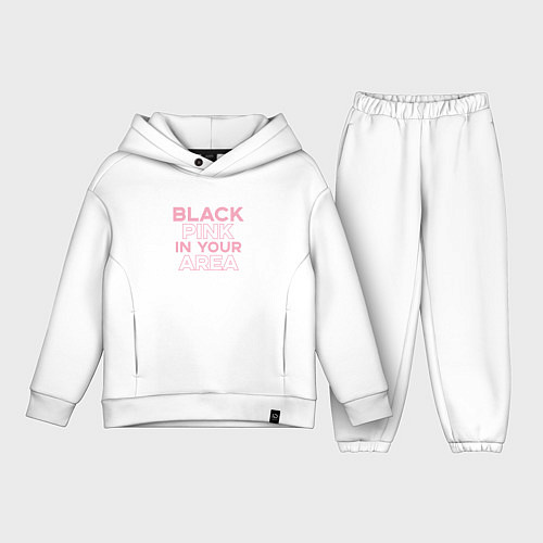 Детский костюм оверсайз Black Pink in youe area / Белый – фото 1