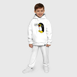 Детский костюм оверсайз Пингвин: Linux, цвет: белый — фото 2