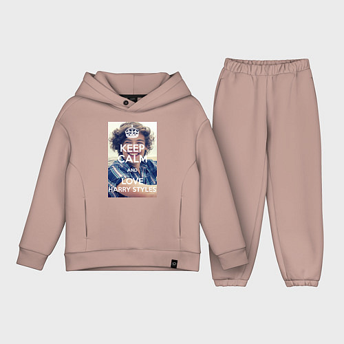 Детский костюм оверсайз Keep Calm & Love Harry Styles / Пыльно-розовый – фото 1