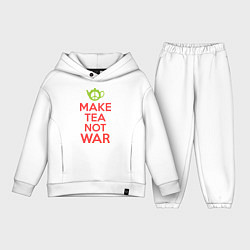 Детский костюм оверсайз Make tea not war, цвет: белый