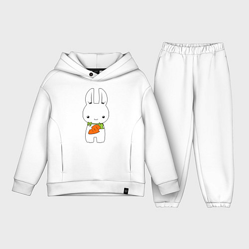 Детский костюм оверсайз Зайчик с морковкой / Белый – фото 1