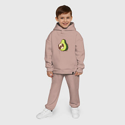 Детский костюм оверсайз Мопс-авокадо, цвет: пыльно-розовый — фото 2