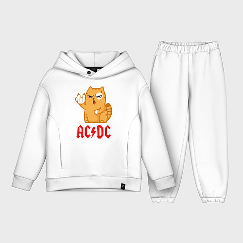 Детский костюм оверсайз ACDC rock cat / Белый – фото 1