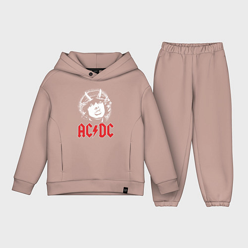Детский костюм оверсайз ACDC / Пыльно-розовый – фото 1