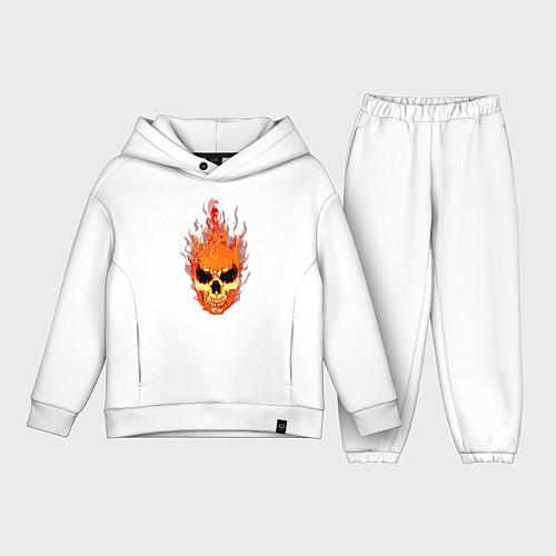 Детский костюм оверсайз Fire flame skull / Белый – фото 1