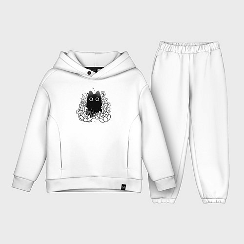 Детский костюм оверсайз Cat in plants / Белый – фото 1