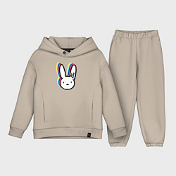 Детский костюм оверсайз Bad Bunny logo, цвет: миндальный