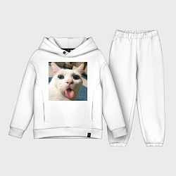 Детский костюм оверсайз Мем про кота, цвет: белый