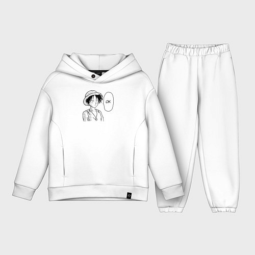 Детский костюм оверсайз Манки Д Луффи - Ванпанчмен / Белый – фото 1