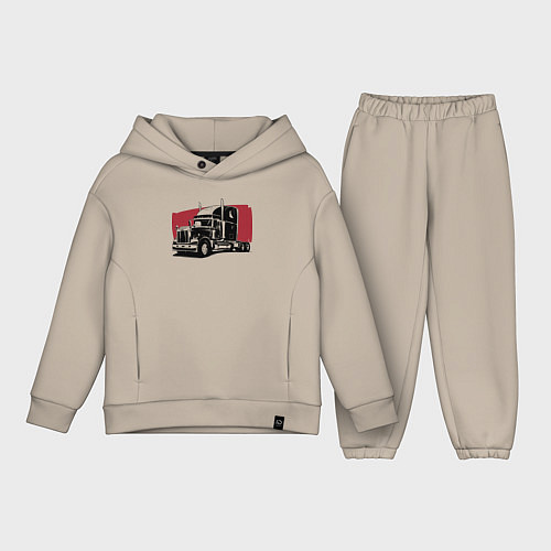 Детский костюм оверсайз Truck red / Миндальный – фото 1