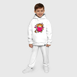 Детский костюм оверсайз Милый тигренок с сердечком, цвет: белый — фото 2