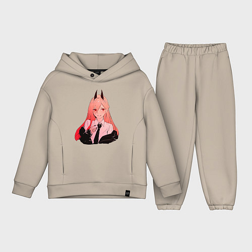 Детский костюм оверсайз Милашка Пауэр из человек бензопила / Миндальный – фото 1