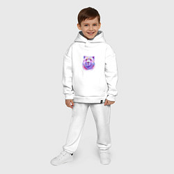 Детский костюм оверсайз Неоновый медведь, цвет: белый — фото 2