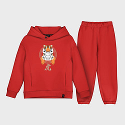 Детский костюм оверсайз Тигр в раме, цвет: красный