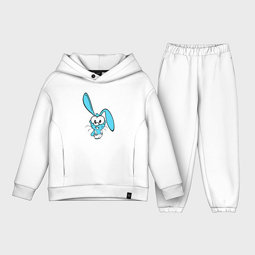 Детский костюм оверсайз Заяц пучеглазый голубенький / Белый – фото 1