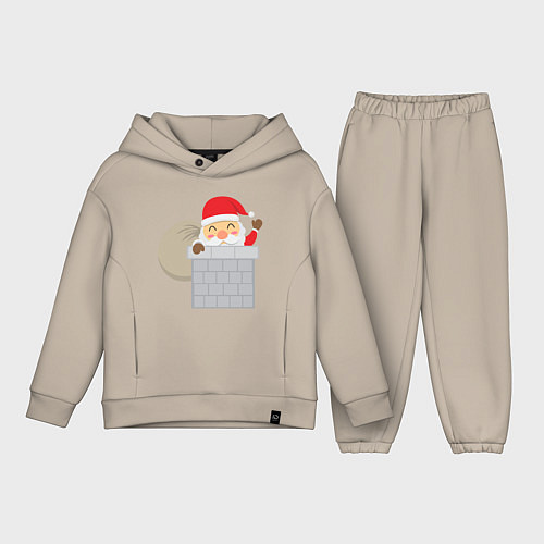 Детский костюм оверсайз Дед Мороз в трубе / Миндальный – фото 1