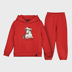 Детский костюм оверсайз Санта Единорог, цвет: красный