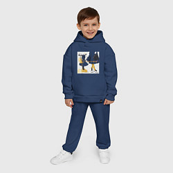 Детский костюм оверсайз Мама и дочка с мороженым держатся за руки надпись, цвет: тёмно-синий — фото 2