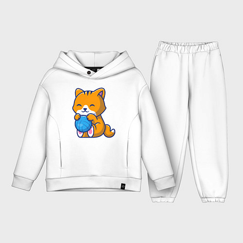 Детский костюм оверсайз Рыженький котик / Белый – фото 1