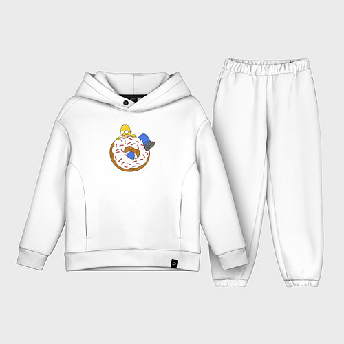 Детский костюм оверсайз Большой пончик с глазурью принт Гомер / Белый – фото 1