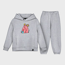 Детский костюм оверсайз Розовая слоника со слонятами, цвет: меланж