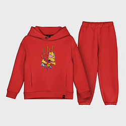 Детский костюм оверсайз Барт Симпсон - свободное падение, цвет: красный