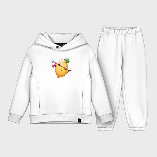 Детский костюм оверсайз Физкультура: лимон / Белый – фото 1